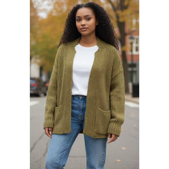 Eileen Fisher Heavy Knit Open Front Chunky Drape Cardigan...